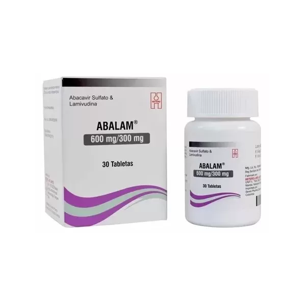 Abalam (Abacavir + lamivudina) 600 / 300 mg Caja Con Frasco Con 30 Tabletas