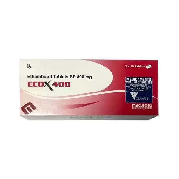 Ecox (Etmabutol) 400 mg Caja Con 30 Tabletas Recubiertas
