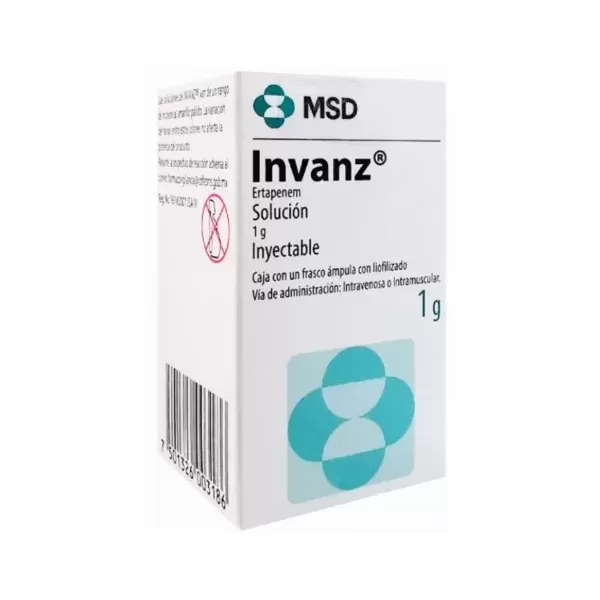 Invanz (Ertapenem) 1 G Polvo Liofilizado Para Solución Inyectable Caja Con 1Vial