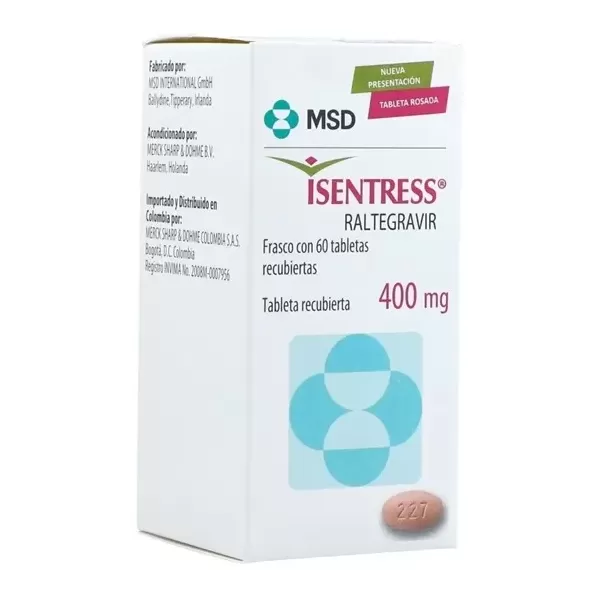 Isentress (Raltegravir) 400 mg Caja Con Frasco Con 60 Tabletas