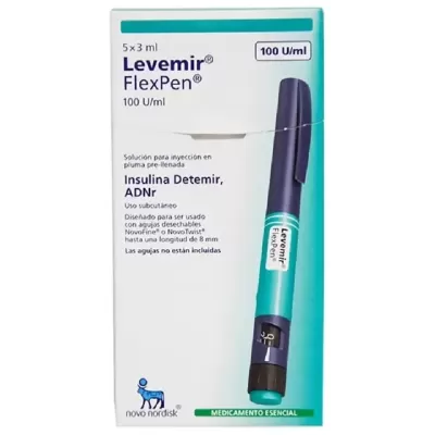 Levemir (Insulin Detemir) Flexpen 100 U / mL Solución Inyectable Caja Con 5 Dispositivos Prellenados