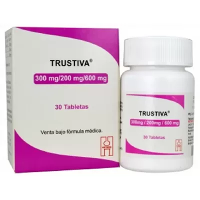 Trustiva (Efavirenz, emtricitabina y tenofovir disoproxil) 600 / 200 / 300 mg Caja Con Frasco De 30 Tabletas